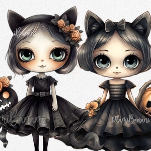 Imágenes prediseñadas de Halloween png para pegatinas de planificador Paquete PNG de imágenes prediseñadas de acuarela de Halloween, imágenes prediseñadas de Halloween para uso comercial, descarga digital