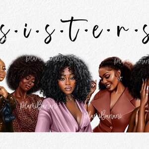 Sisterhood Clipart Sisters Love Clipart Friends Clipart Black Girl Sisters Clipart Clipart pour Journal Sticker Planner Digital Download