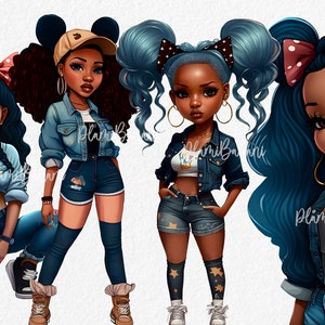 Black Girl Doll PNG, Chibi Dolls PNG Clipart, Children Clipart, Cute Kid Girl PNG, Hair Clipart, Fashion Kid Clipart, Fashion Girl Clipart