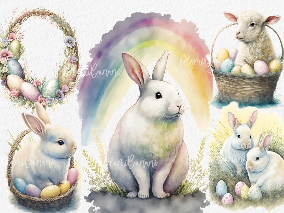 Easter Bunny Clipart, Easter Clipart, Easter Bunny Png, Watercolor