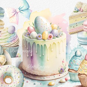 Easter Eggs Clipart, Watercolor Pastel Easter Treats Clipart, Digital Image Downloads for Card Making, Scrapbook, Junk Journal, Paper Crafts