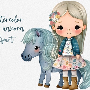 Cute Unicorn Watercolor clipart, Instant download, rainbow clip art , Magic unicorn graphics, candy color, party supplies