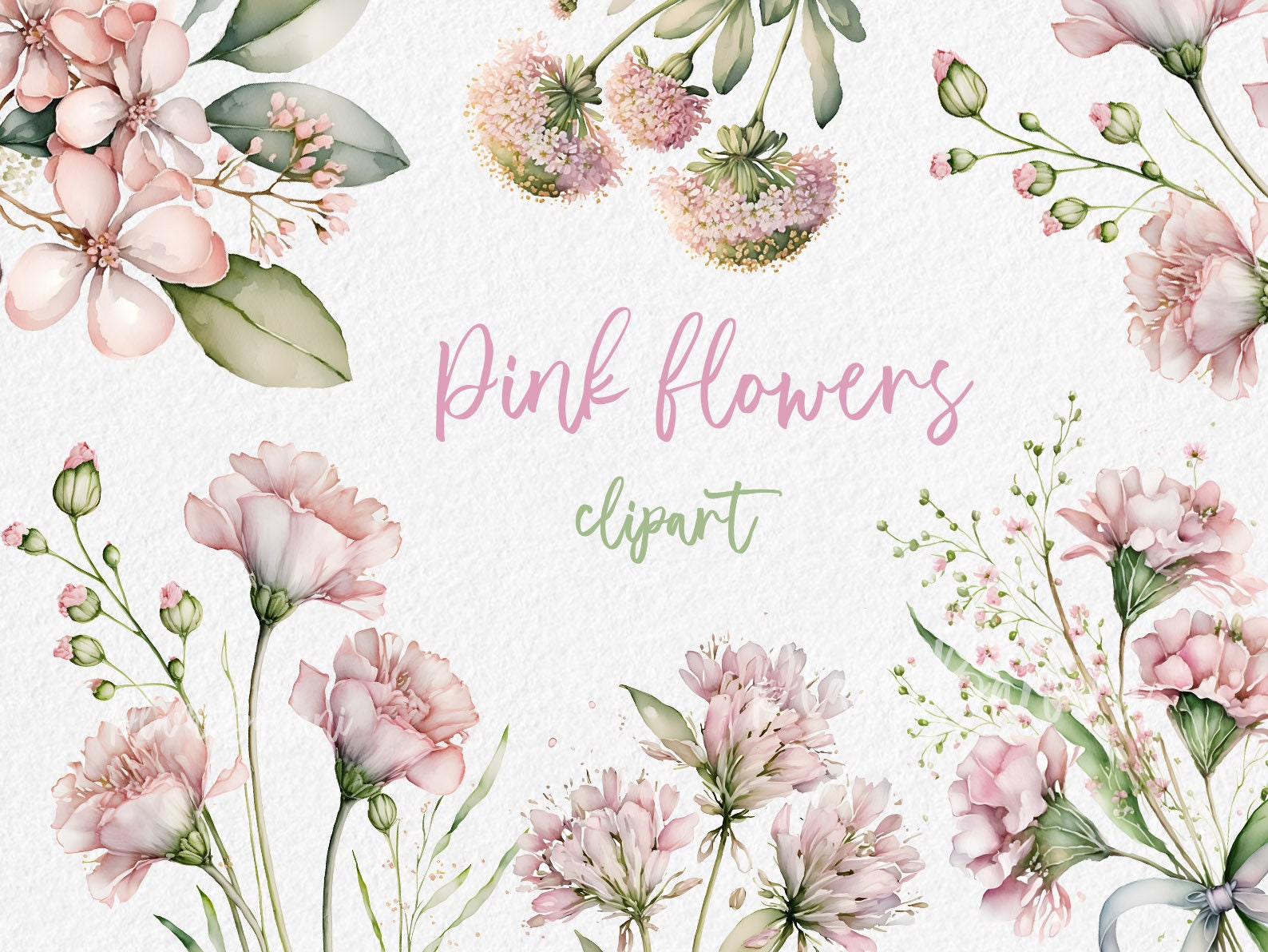 Dusty Rose Watercolor Florals, Dusty Pink watercolor flowers Wedding Invite Clip Art, Spring Summer Commercial use