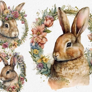 Easter bunny clipart, Easter clipart, Easter bunny png,  Watercolor clipart, Free commercial use