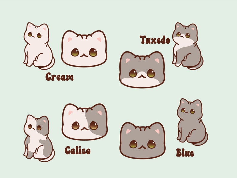 Kawaii Cat Stickers Cute Sphynx Cat Vinyl Waterproof Etsy