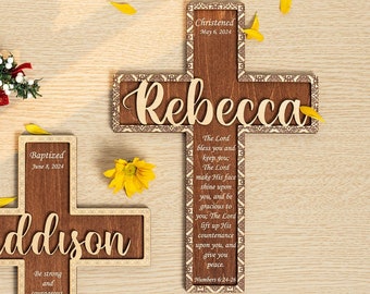 Personalized Sleep Prayer Cross | Custom Baptism Gift | Baby Shower Gift |Personalized Baby Dedication| Baptism Cross |Wooden Crucifix BC21