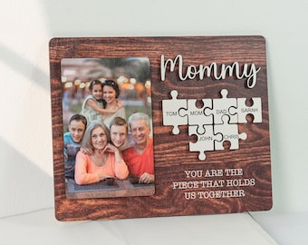 Mom Puzzle Sign Mother's Day Gift from Kids Husband Custom Photo Wood Sign Piece That Holds Us Together Grandma Gift Personalized MD11