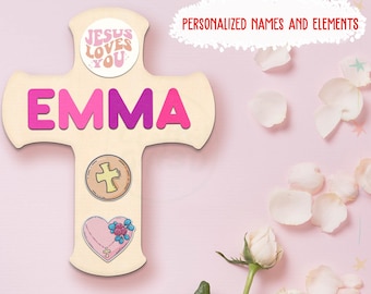 Christening Gift for Girls - Wooden Name Puzzle, Gift For Goddaughter, Baptism Baby Girls Present, Baby Dedication Gift - Baptism Gift Girl