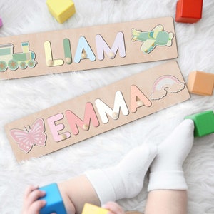 Personalized Name Puzzle for baby, Wooden Toys, Custom Wooden Name Puzzle for Toddlers, 1 Year Old Gift, Best Baby Gift