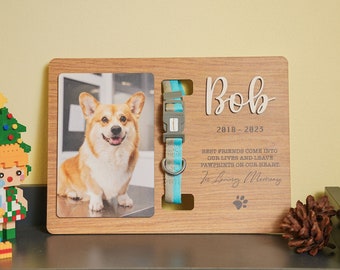 Memorial Dog Collar Sign, Pet Personalized Frame, Custom Cat Portrait, Pet Collar Plaque, Pet Loss Portrait, Dog Sympathy Gift MP02
