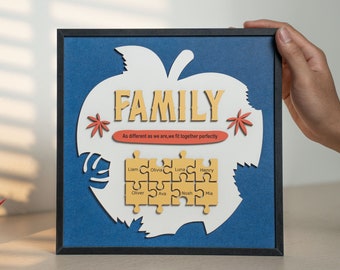 Perfect Mother's Day Gift, Personalized Family Puzzle Frame, Unique Mom Present, Grandma Gift, Home Decor Wood Plaque, Mom Puzzle FA12