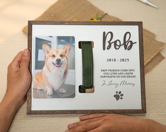 Memorial Pet Collar Sign, Dog Memorial Wood Frame With Collar Holder, Dog Memorial Gifts, Pet Loss Gifts, Pet Sympathy Gift MP04