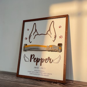 Dog Ear Outline Frame, Pet Ear Outline, Custom Dog Ears, Dog Memorial Gift, Loss Of Dog Gift, Dog Ear Portrait, Custom Dog Ear MP01