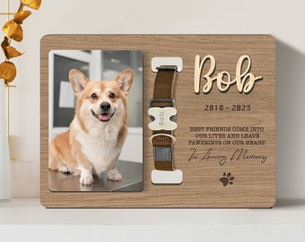 Custom Memorial Standing Frame, Pet Loss Gift, Memorial Pet Collar With Photo, Pet Collar Holder, Dog Bereavement, Pet Collar Holder MP02