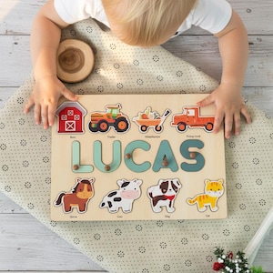 Personalized Farm Name Puzzle, 1 Year Old Birthday Gifts Boy, Custom Toddler Puzzle, Personalized Puzzles for Kids, Farm 2nd Birthday Gifts image 3