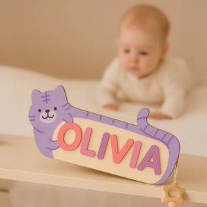 Personalized Name Puzzle For Cat Lovers, Wooden Toys, Custom Wooden Name Puzzle for Toddlers, 1 Year Old Gift, Best Baby Gift