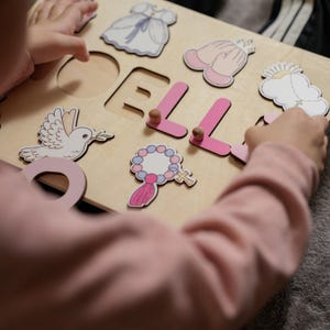Baptism Gift Girl Wooden Name Puzzle, Personalized Name Puzzle, Baptism Puzzle Gift, Girl Baptism Gifts, Religious Puzzle, Christening Gifts image 19