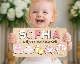 Flower Girl Proposal Gift, Personalized Name Puzzle with peg, Wedding Flower Girl Gifts, Will You Be Our Flower Girl, Gift for Flower girl