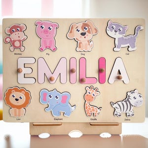 Personalized Easter Baby Name Puzzle Gifts with Pegs, Baby Name Puzzle, 1st Birthday Gifts, Baby Shower Gift, Educational Toys for kids