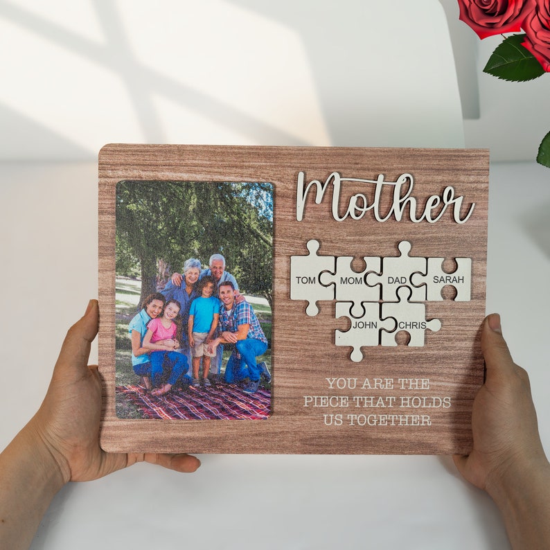 Custom Mom You Are The Piece That Holds Us Together Plaque, Personalized Mom Heart Puzzle Sign, Mom Puzzle Sign, Mother's Day Gift MD11 image 5