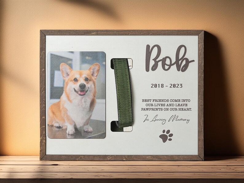 Personalized Memorial Heart Lithograph - Custom Dog Photo - Best Friends Come Into Our Lives and Leave Pawprints On Our Hearts