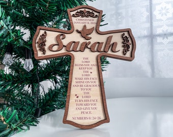 First Holy Communion Personalized cross prayer baptism cross dedication cross Christening gift wooden cross Confirmation Crucifix BC11