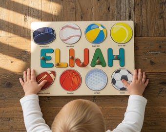 1st Birthday Gifts for Boys, American Football Name Puzzle, Soccer Name Puzzle, Basketball puzzle, Hockey puzzle, Golf puzzle, Tennis puzzle