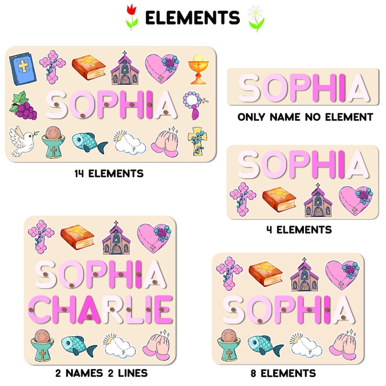 Baptism Gift Girl Wooden Name Puzzle, Personalized Name Puzzle, Baptism Puzzle Gift, Girl Baptism Gifts, Religious Puzzle, Christening Gifts image 3