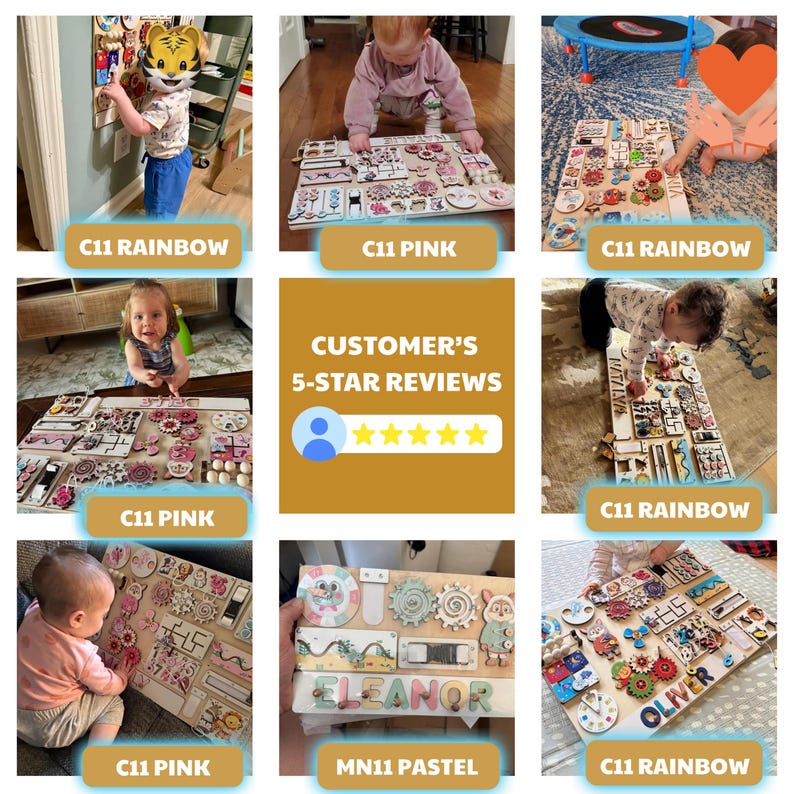 LARGE Busy board toddler, Montessori Toys, 1st Birthday Gift, Toddler Busy board, Personalized Busy board, Busy Puzzle Board,1 year old gift image 2