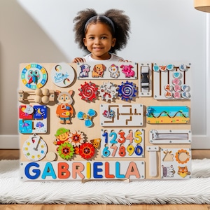 Busy board toddler, montessori toys, personalized busy board 1 year old, activity board, sensory board, montessori boards, busy boatd
