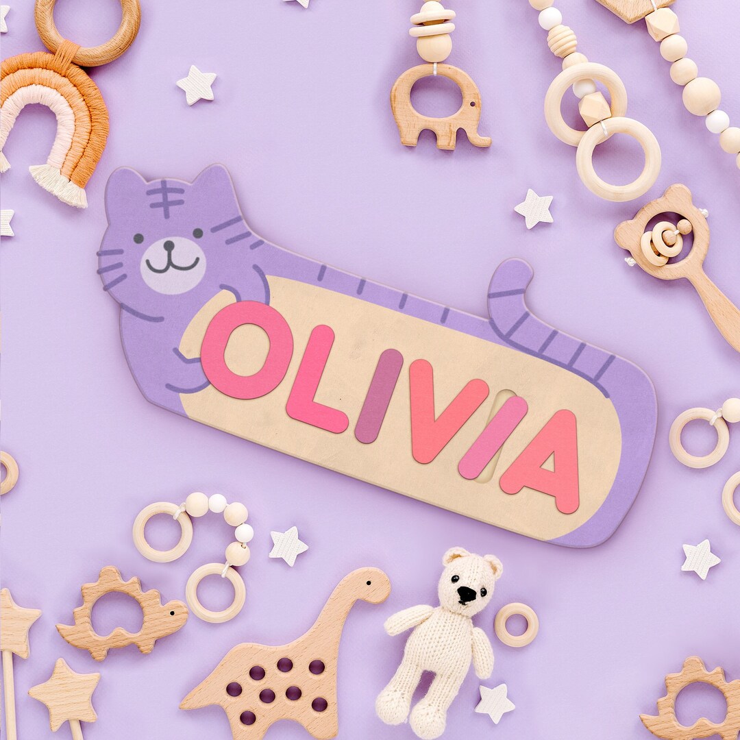 Personalized Name Puzzle With Photo, Wooden Toys, Custom Wooden Name ...