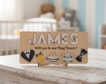 Personalized Ring Bearer Proposal: Custom Name Puzzle, Wedding Gift, Handmade gift, Will you be my ring bearer, Will you be my flower girl
