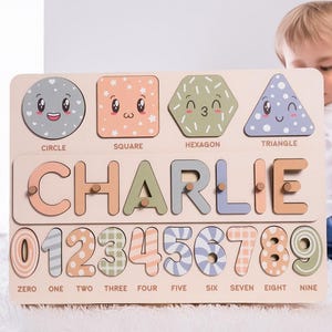 Wooden Name Puzzle with Numbers, Personalized Gift for Babies, Gifts for Boys, Birthdays gifts boys, Christmas Gifts, 1st birthday gifts boy