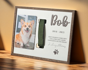 Memorial Pet Collar Sign, Dog Memorial Wood Frame With Collar Holder, Dog Memorial Gifts, Pet Loss Gifts, Pet Sympathy Gift MP04