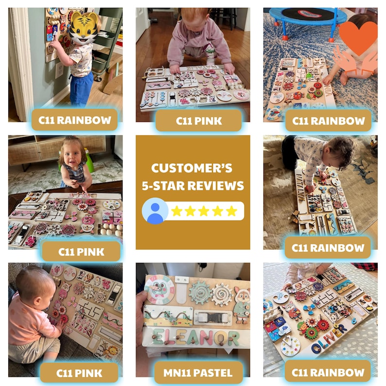 Big Size Busy Board, Personalized Toddler busy puzzle board, busy board toddler, 1st Birthday Gift, Wooden Busy Board, baby busy board C11 image 2