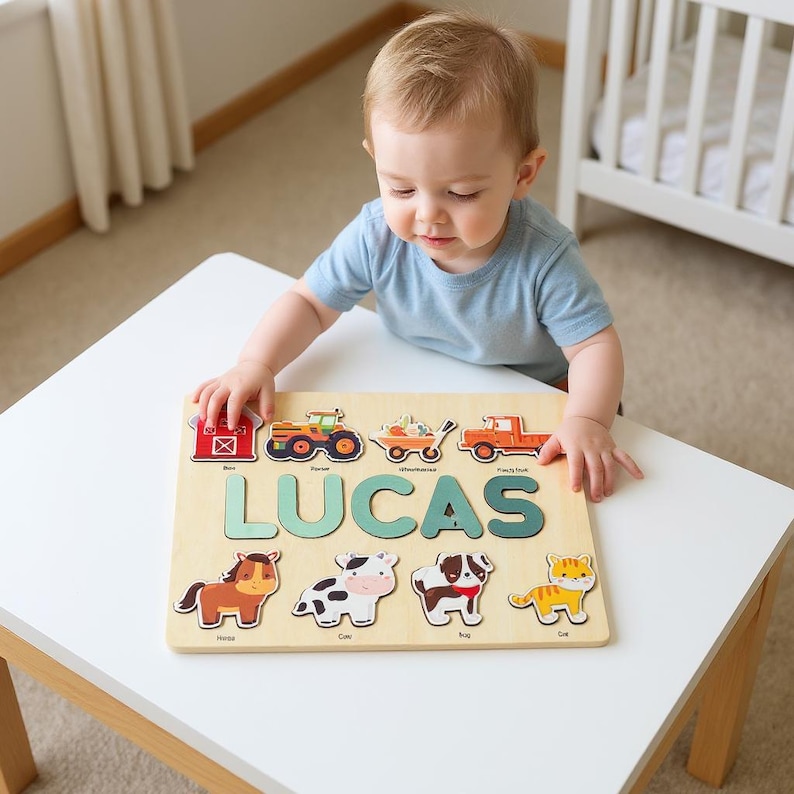 Personalized Farm Name Puzzle, 1 Year Old Birthday Gifts Boy, Custom Toddler Puzzle, Personalized Puzzles for Kids, Farm 2nd Birthday Gifts image 16