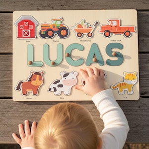Personalized Farm Name Puzzle, 1 Year Old Birthday Gifts Boy, Custom Toddler Puzzle, Personalized Puzzles for Kids, Farm 2nd Birthday Gifts image 5