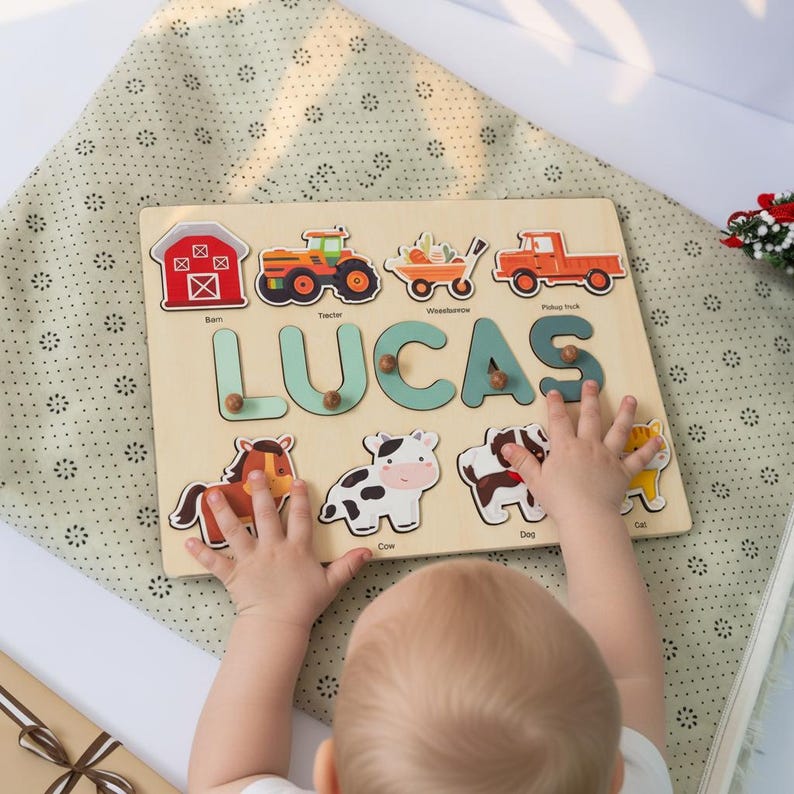 Personalized Farm Name Puzzle, 1 Year Old Birthday Gifts Boy, Custom Toddler Puzzle, Personalized Puzzles for Kids, Farm 2nd Birthday Gifts image 17