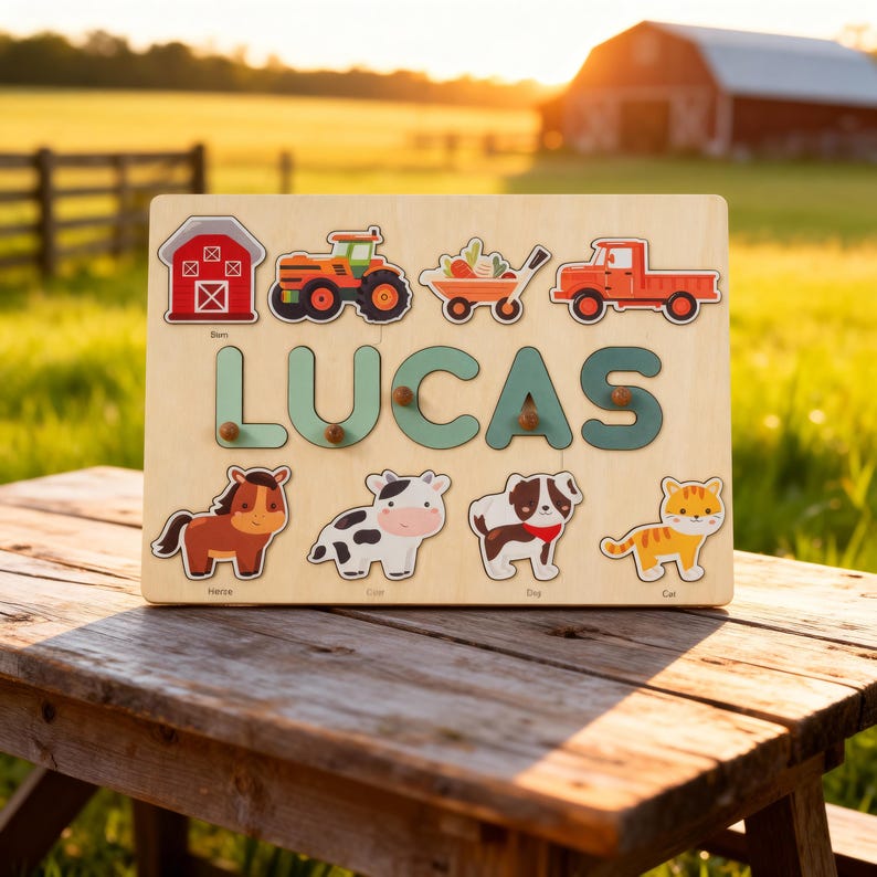 Personalized Farm Name Puzzle, 1 Year Old Birthday Gifts Boy, Custom Toddler Puzzle, Personalized Puzzles for Kids, Farm 2nd Birthday Gifts image 7