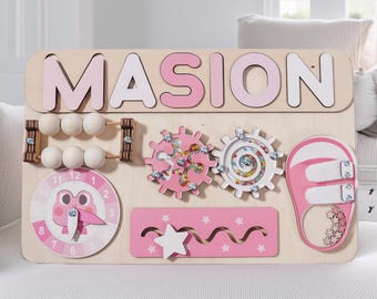 Busy Board for Toddlers, Montessori Toys, 3 Year Old Gifts, Personalized Educational Toy, Baby Shower Gift, Fine Motor Board