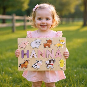 Personalized Farm Name Puzzle, 1 Year Old Birthday Gifts Boy, Custom Toddler Puzzle, Personalized Puzzles for Kids, Farm 2nd Birthday Gifts image 14