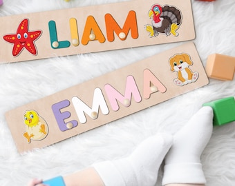 Personalized Name Ocean Puzzle with Pegs, Puzzles name Fishing, Under the sea Name Puzzle