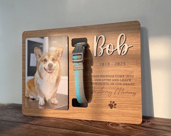 Personalized Memorial Pet Collar Holder Sign, Custom Pet Memorial Frame, Dog Memorial Sign Collar, Dog Loss Sympathy Gift,Pet Loss Gift MP02