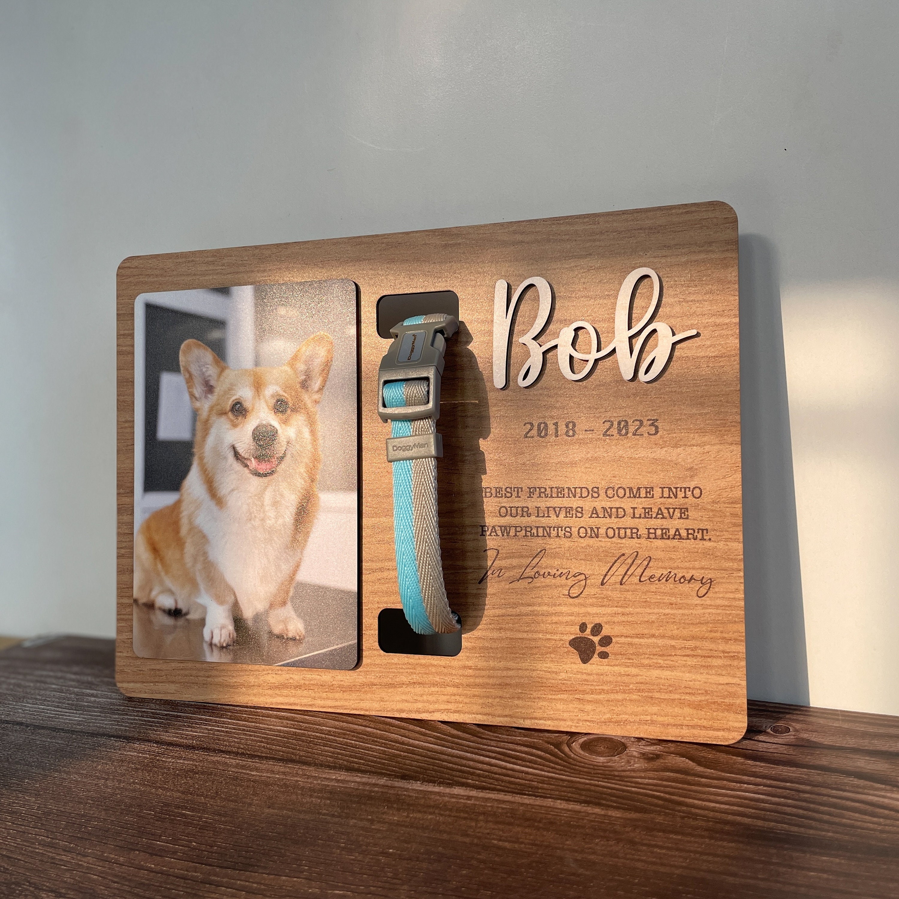 Personalized Memorial Pet Collar Holder Sign, Custom Pet Memorial Frame, Dog Memorial Sign Collar, Dog Loss Sympathy Gift,Pet Loss Gift MP02