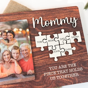 Mom Puzzle Sign Mother's Day Gift from Kids Husband Custom Photo Wood Sign Piece That Holds Us Together Grandma Gift Personalized MD11 image 3