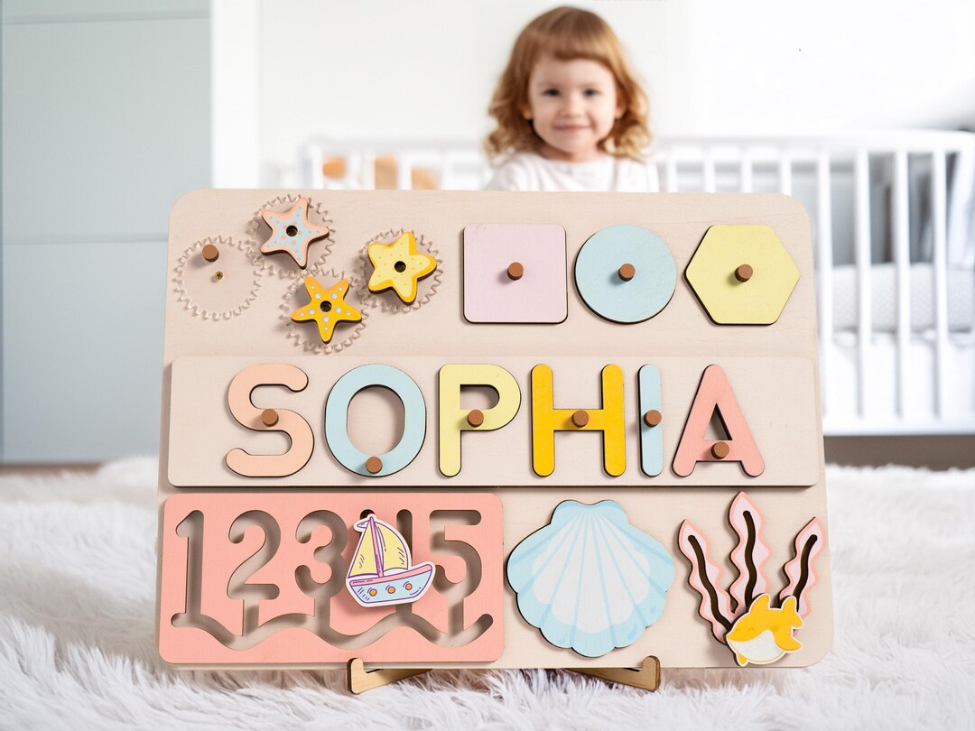 Personalized Wooden Name Puzzle - Montessori Toy, Custom Baby Gift, 1st ...