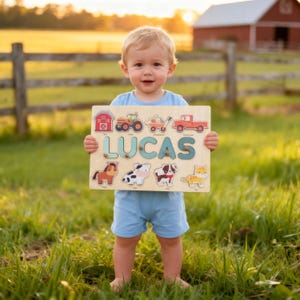 Personalized Farm Name Puzzle, 1 Year Old Birthday Gifts Boy, Custom Toddler Puzzle, Personalized Puzzles for Kids, Farm 2nd Birthday Gifts image 11