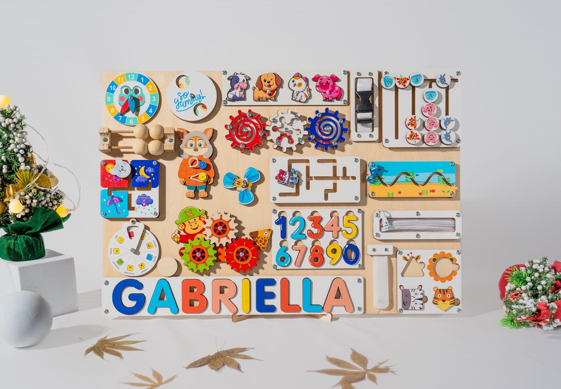 LARGE Busy board toddler, Montessori Toys, 1st Birthday Gift, Toddler Busy board, Personalized Busy board, Busy Puzzle Board,1 year old gift