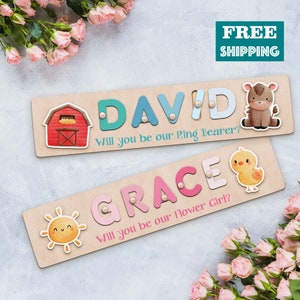 Personalized Flower Girl Proposal Gift, Custom Ring Bearer Name Puzzle, Ring Bearer Gift, Flower Girl Puzzle, Will You Be Our Flower Girl