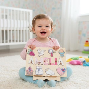 Baptism Gift Girl Wooden Name Puzzle, Personalized Name Puzzle, Baptism Puzzle Gift, Girl Baptism Gifts, Religious Puzzle, Christening Gifts image 16